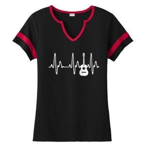 Acoustic Guitar Heartbeat Guitar Musician Ladies Halftime Notch Neck Tee