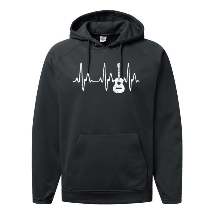 Acoustic Guitar Heartbeat Guitar Musician Performance Fleece Hoodie