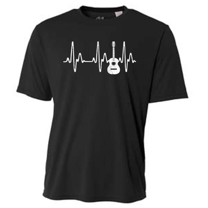 Acoustic Guitar Heartbeat Guitar Musician Cooling Performance Crew T-Shirt