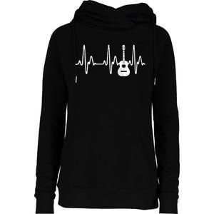 Acoustic Guitar Heartbeat Guitar Musician Womens Funnel Neck Pullover Hood