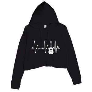 Acoustic Guitar Heartbeat Guitar Musician Crop Fleece Hoodie