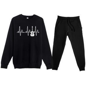 Acoustic Guitar Heartbeat Guitar Musician Premium Crewneck Sweatsuit Set