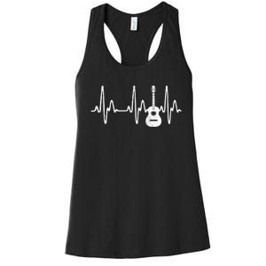 Acoustic Guitar Heartbeat Guitar Musician Women's Racerback Tank