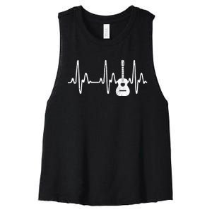 Acoustic Guitar Heartbeat Guitar Musician Women's Racerback Cropped Tank