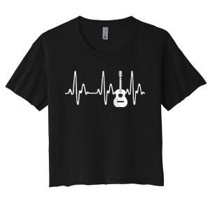 Acoustic Guitar Heartbeat Guitar Musician Women's Crop Top Tee