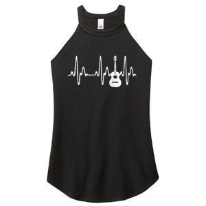 Acoustic Guitar Heartbeat Guitar Musician Women's Perfect Tri Rocker Tank