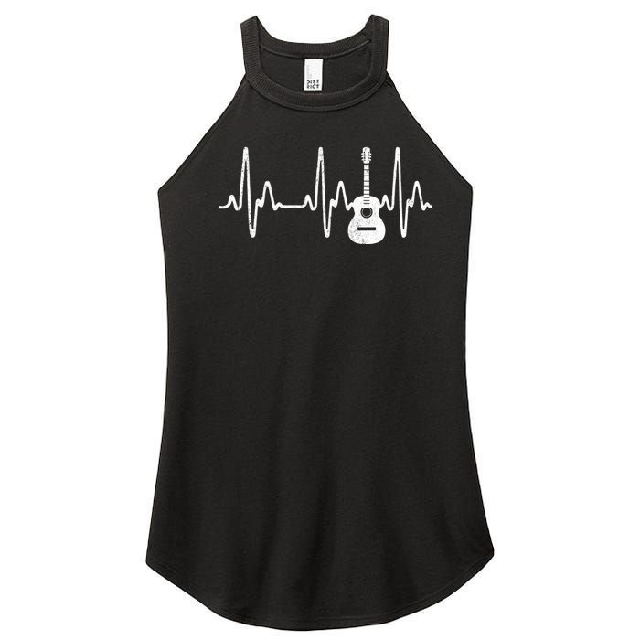 Acoustic Guitar Heartbeat Guitar Musician Women's Perfect Tri Rocker Tank