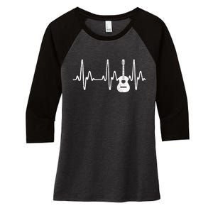 Acoustic Guitar Heartbeat Guitar Musician Women's Tri-Blend 3/4-Sleeve Raglan Shirt