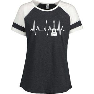 Acoustic Guitar Heartbeat Guitar Musician Enza Ladies Jersey Colorblock Tee