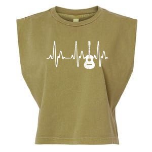 Acoustic Guitar Heartbeat Guitar Musician Garment-Dyed Women's Muscle Tee