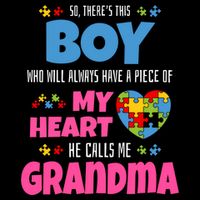 Autism Grandma He Has My Heart Autistic Grandson Gift Doggie Tank