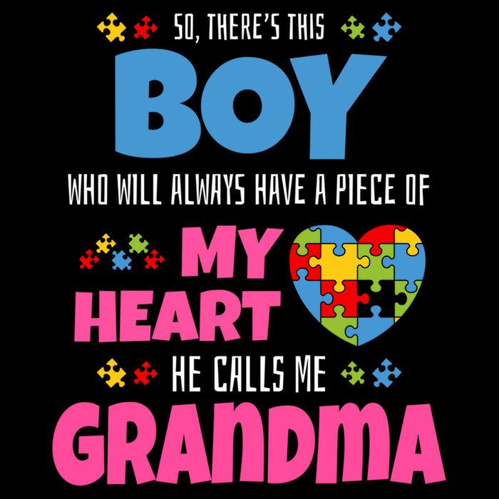 Autism Grandma He Has My Heart Autistic Grandson Gift Doggie Tank