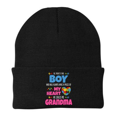 Autism Grandma He Has My Heart Autistic Grandson Gift Beanie