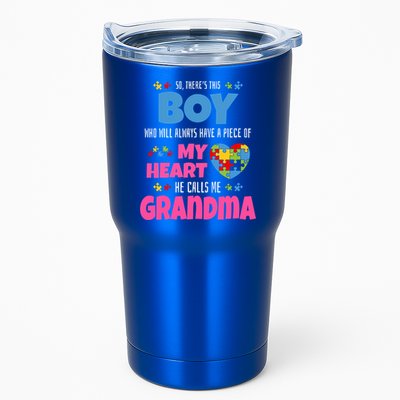 Autism Grandma He Has My Heart Autistic Grandson Gift Tumbler