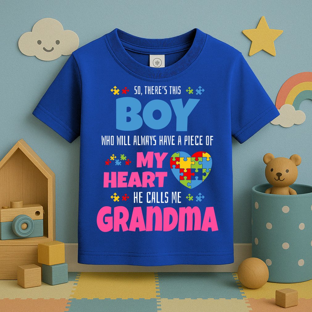 Autism Grandma He Has My Heart Autistic Grandson Gift Toddler T-Shirt