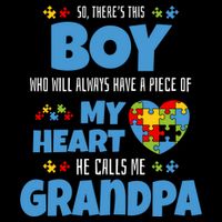 Autism Grandpa He Has My Heart Autistic Grandson Cute Gift Doggie Tank