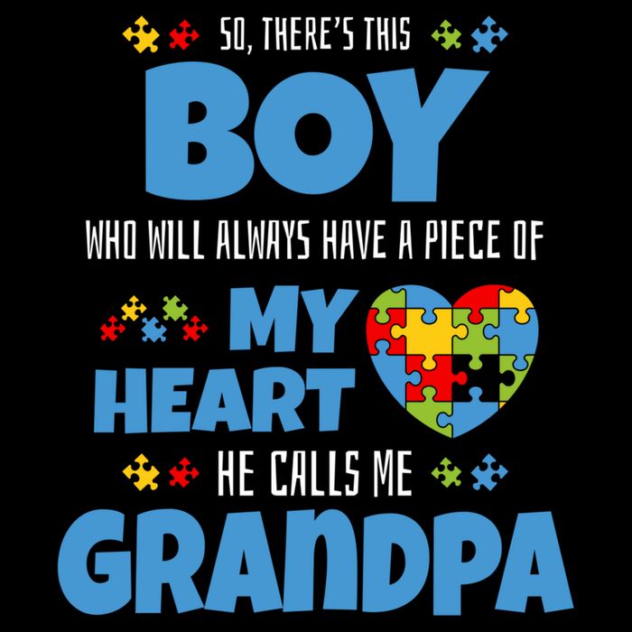 Autism Grandpa He Has My Heart Autistic Grandson Cute Gift Doggie Tank