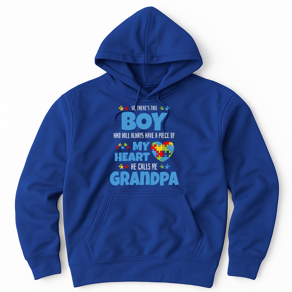Autism Grandpa He Has My Heart Autistic Grandson Cute Gift Hoodie