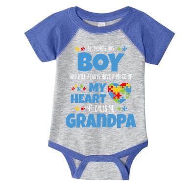 Autism Grandpa He Has My Heart Autistic Grandson Cute Gift Infant Baby Jersey Bodysuit