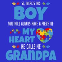 Autism Grandpa He Has My Heart Autistic Grandson Cute Gift Zip Tote Bag