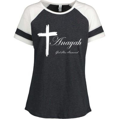 Anayah God Has Answered Enza Ladies Jersey Colorblock Tee