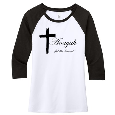 Anayah God Has Answered Women's Tri-Blend 3/4-Sleeve Raglan Shirt