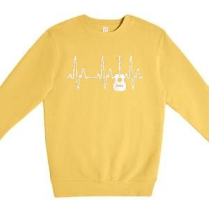 Acoustic Guitar Heartbeat Guitar Musician  Premium Crewneck Sweatshirt