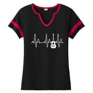 Acoustic Guitar Heartbeat Guitar Musician  Ladies Halftime Notch Neck Tee