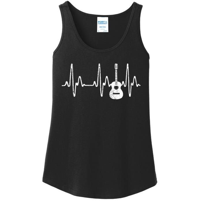 Acoustic Guitar Heartbeat Guitar Musician  Ladies Essential Tank