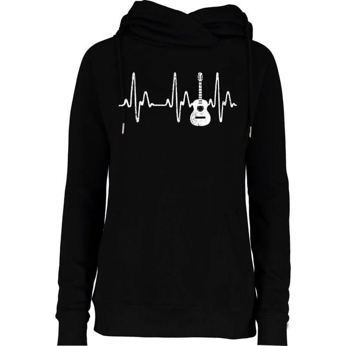 Acoustic Guitar Heartbeat Guitar Musician  Womens Funnel Neck Pullover Hood