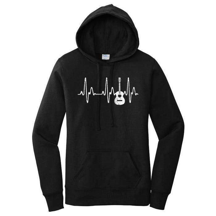 Acoustic Guitar Heartbeat Guitar Musician  Women's Pullover Hoodie