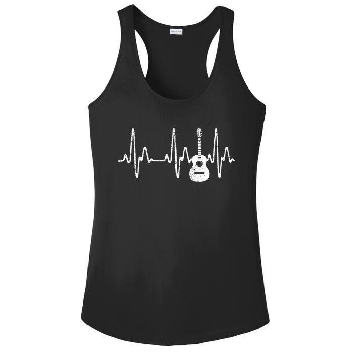 Acoustic Guitar Heartbeat Guitar Musician  Ladies PosiCharge Competitor Racerback Tank