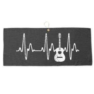 Acoustic Guitar Heartbeat Guitar Musician  Large Microfiber Waffle Golf Towel