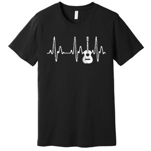 Acoustic Guitar Heartbeat Guitar Musician  Premium T-Shirt