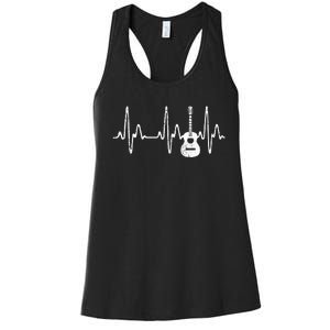 Acoustic Guitar Heartbeat Guitar Musician  Women's Racerback Tank