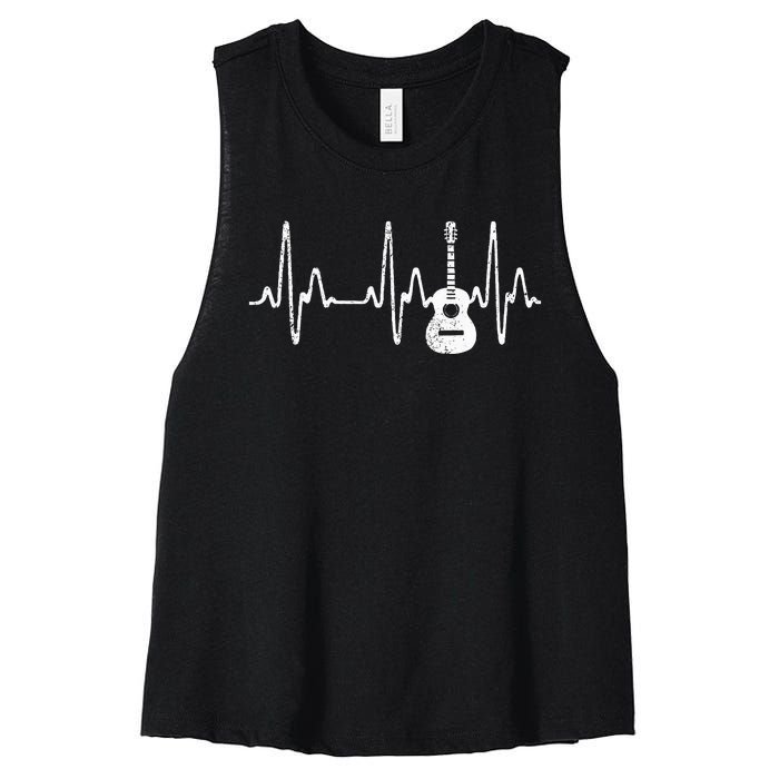 Acoustic Guitar Heartbeat Guitar Musician  Women's Racerback Cropped Tank