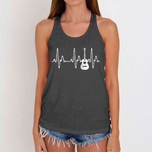 Acoustic Guitar Heartbeat Guitar Musician  Women's Knotted Racerback Tank