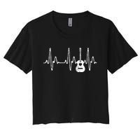 Acoustic Guitar Heartbeat Guitar Musician  Women's Crop Top Tee