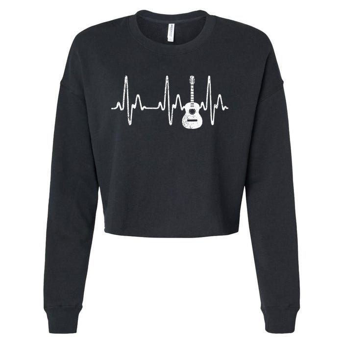 Acoustic Guitar Heartbeat Guitar Musician  Cropped Pullover Crew