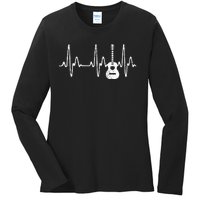 Acoustic Guitar Heartbeat Guitar Musician  Ladies Long Sleeve Shirt