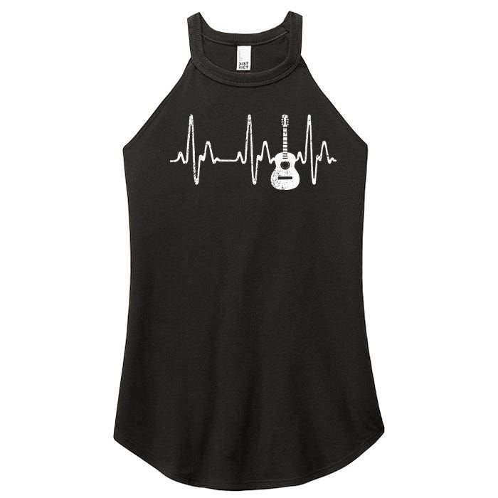 Acoustic Guitar Heartbeat Guitar Musician  Women's Perfect Tri Rocker Tank