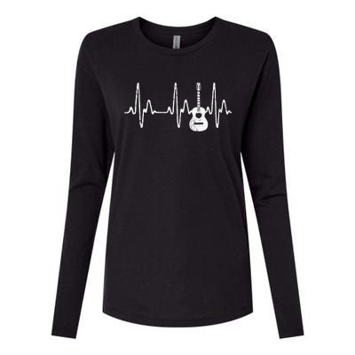 Acoustic Guitar Heartbeat   Guitar Musician Womens Cotton Relaxed Long Sleeve T-Shirt