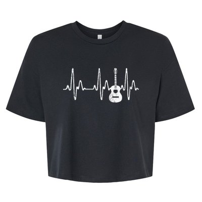 Acoustic Guitar Heartbeat   Guitar Musician Bella+Canvas Jersey Crop Tee