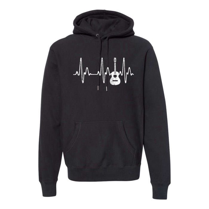 Acoustic Guitar Heartbeat   Guitar Musician Premium Hoodie