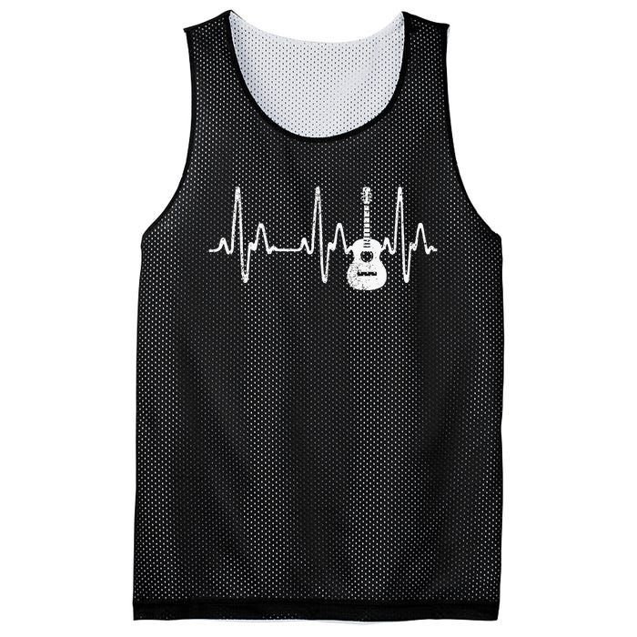 Acoustic Guitar Heartbeat   Guitar Musician Mesh Reversible Basketball Jersey Tank