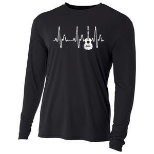 Acoustic Guitar Heartbeat   Guitar Musician Cooling Performance Long Sleeve Crew