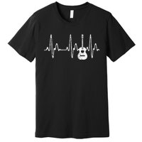 Acoustic Guitar Heartbeat   Guitar Musician Premium T-Shirt