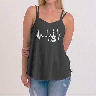 Acoustic Guitar Heartbeat   Guitar Musician Women's Strappy Tank