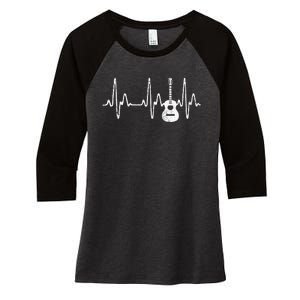 Acoustic Guitar Heartbeat   Guitar Musician Women's Tri-Blend 3/4-Sleeve Raglan Shirt