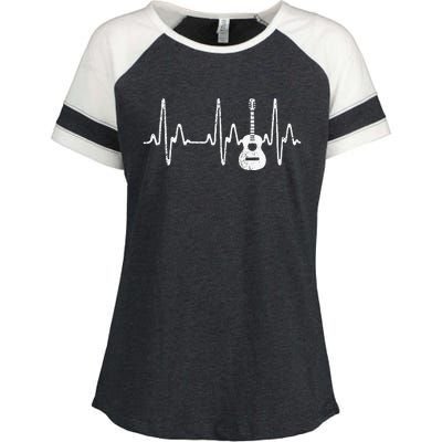 Acoustic Guitar Heartbeat   Guitar Musician Enza Ladies Jersey Colorblock Tee